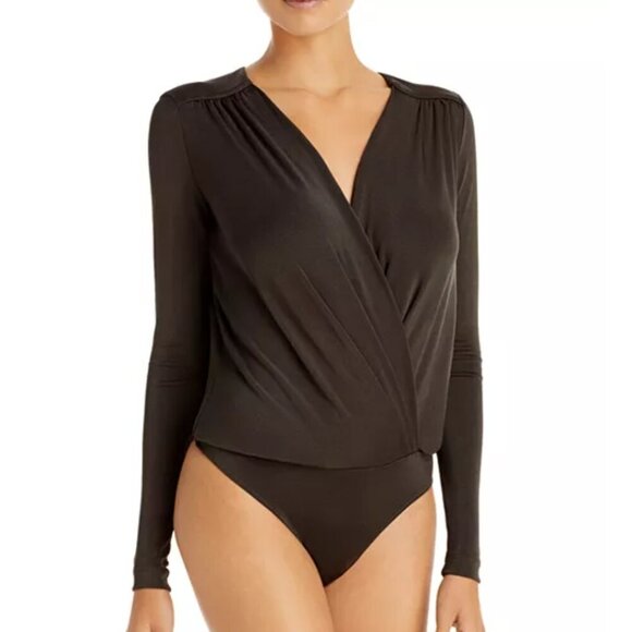 Free People NWOT Women's Size Medium Dark Brown Turnt Crossover Bodysuit - Picture 2 of 12